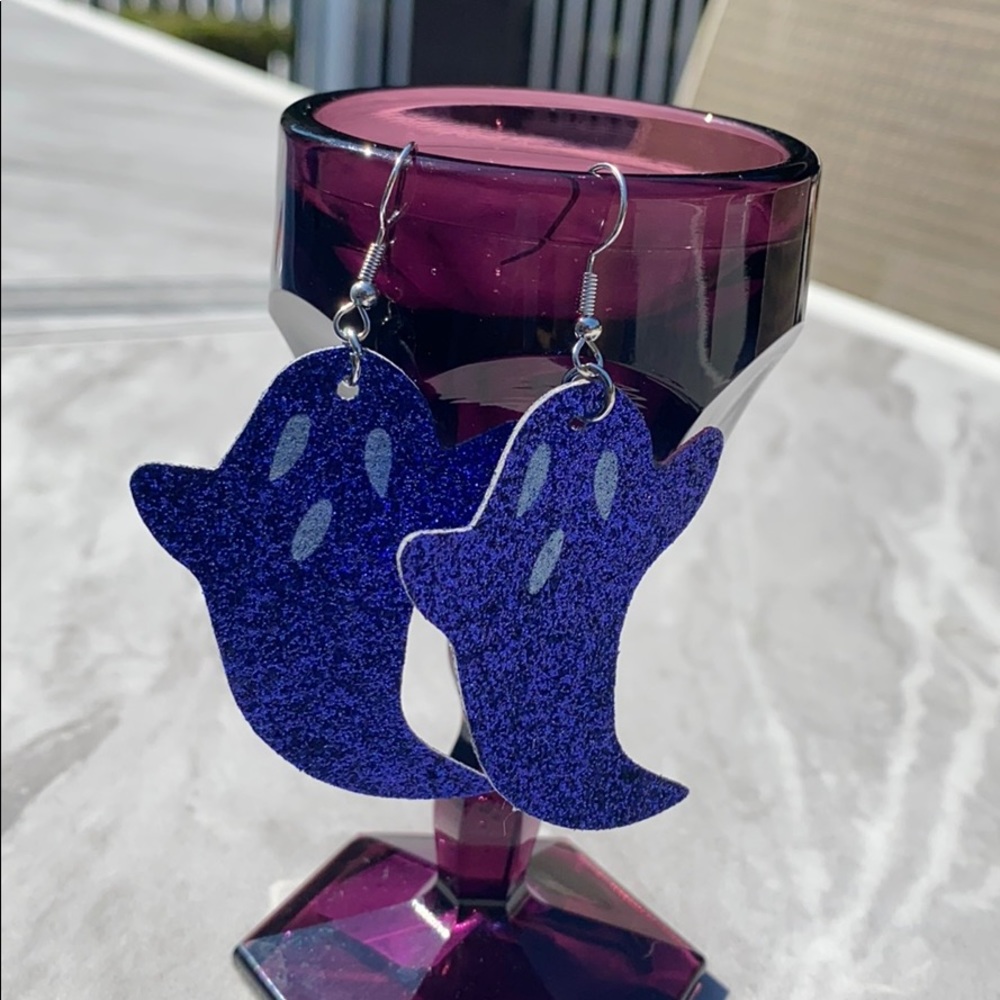 ✨ NWT! ✨ blue sparkle ghost faux leather earrings